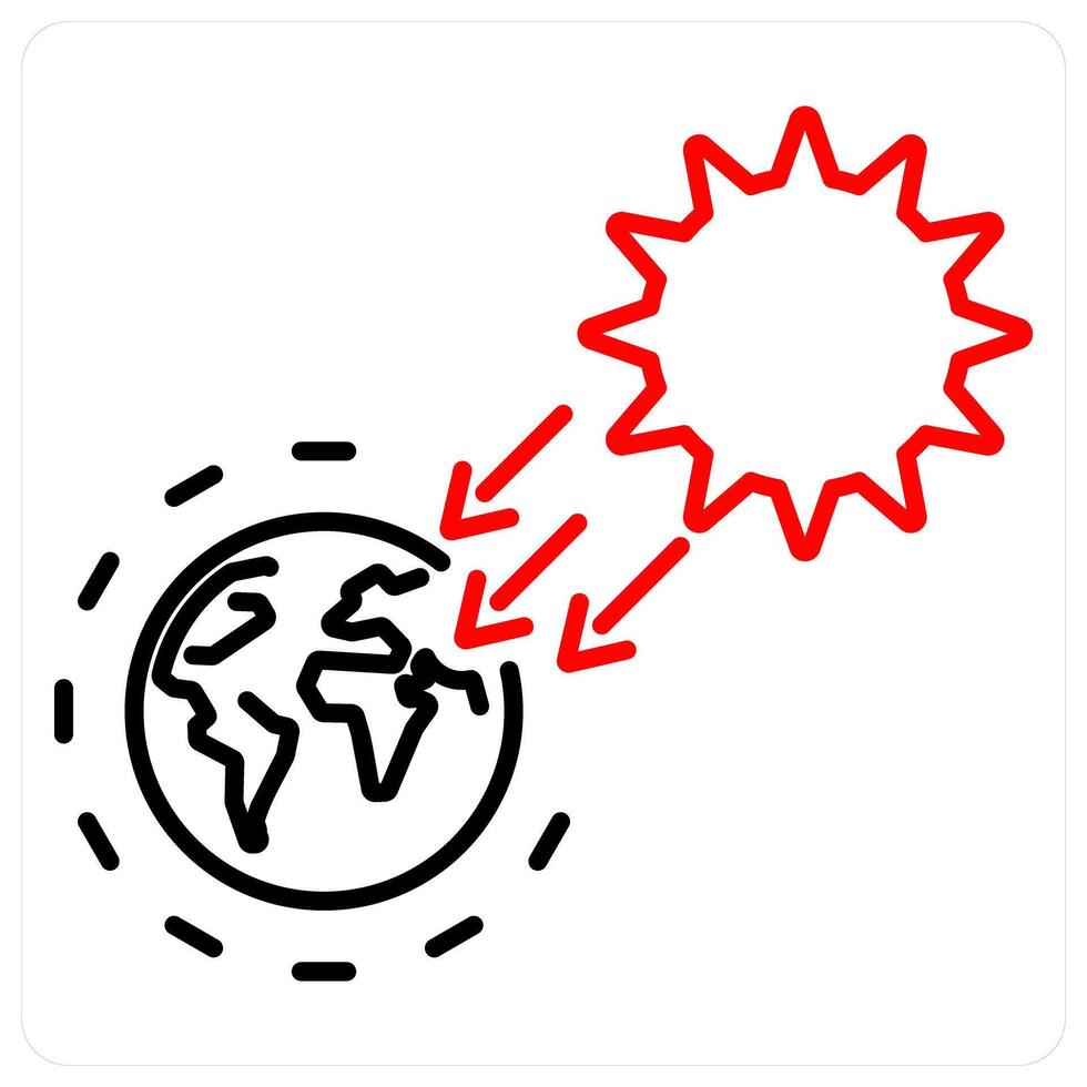 Solar Irradiance icon concept in red bold line color vector
