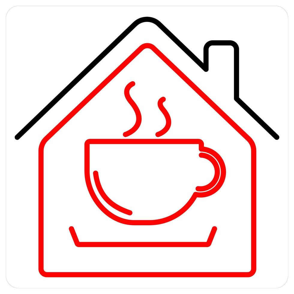 Coffee Shop icon concept in red bold line color vector