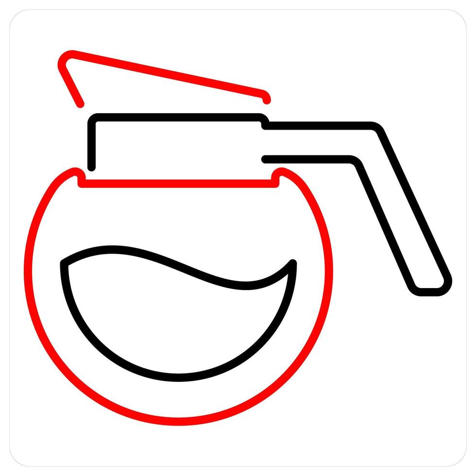 Coffee Pot icon concept in red bold line color vector