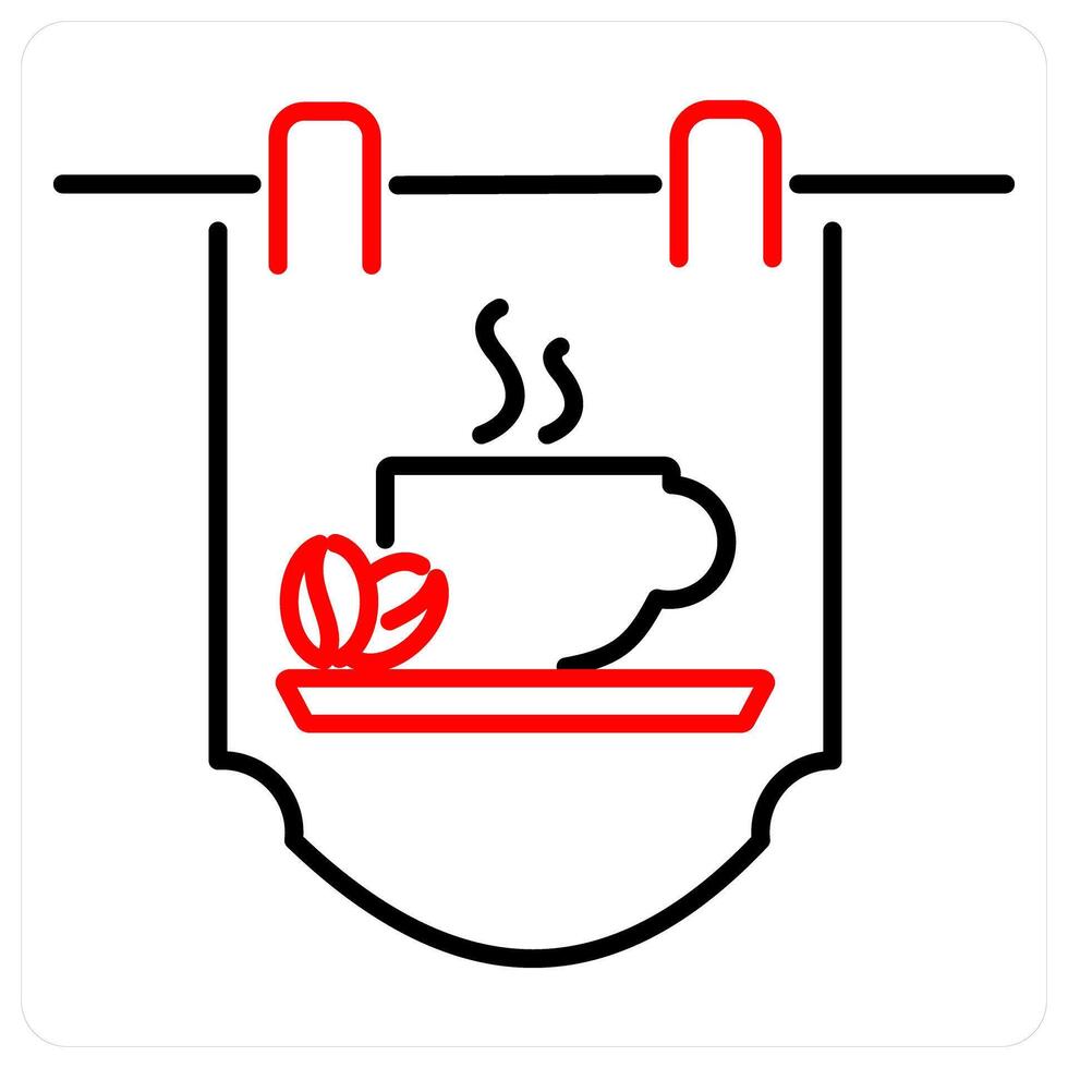 Coffee Sign icon concept in red bold line color vector