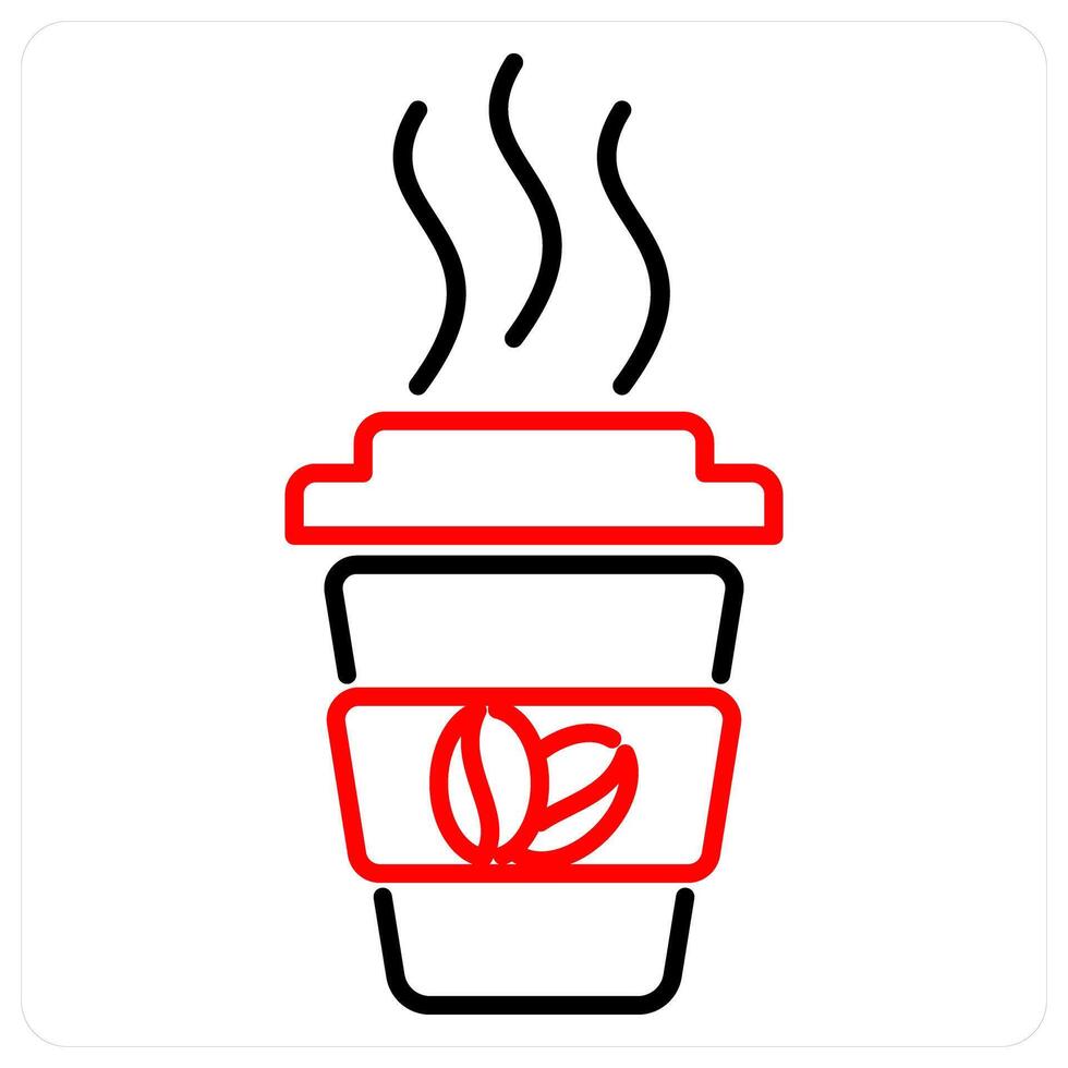 Coffee Cup icon concept in red bold line color vector
