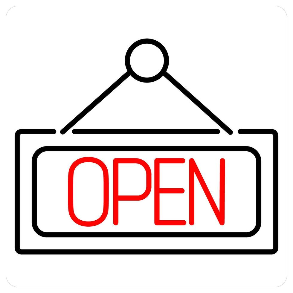Open icon concept in red bold line color vector