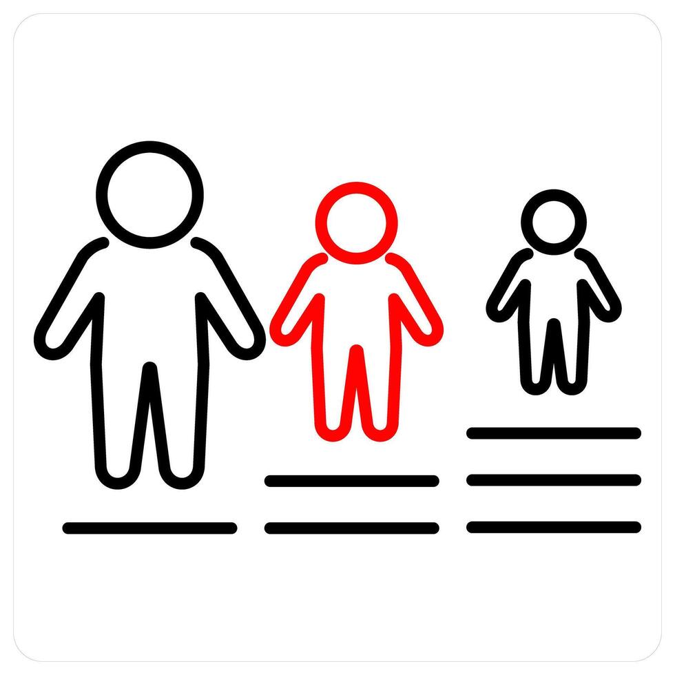 Equity icon concept in red bold line color vector