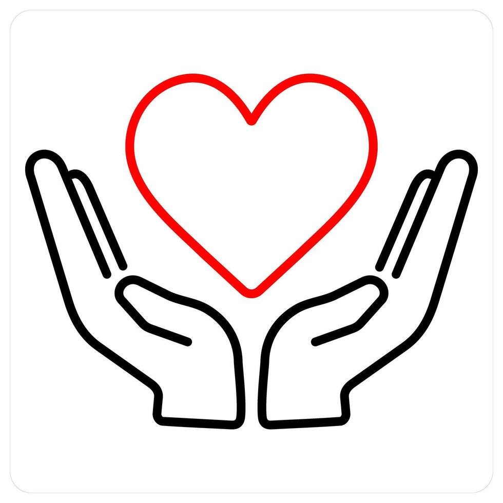 Support icon in red bold line color vector