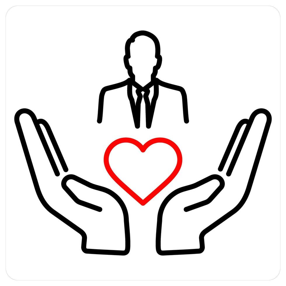 Caring icon concept in red bold line color vector