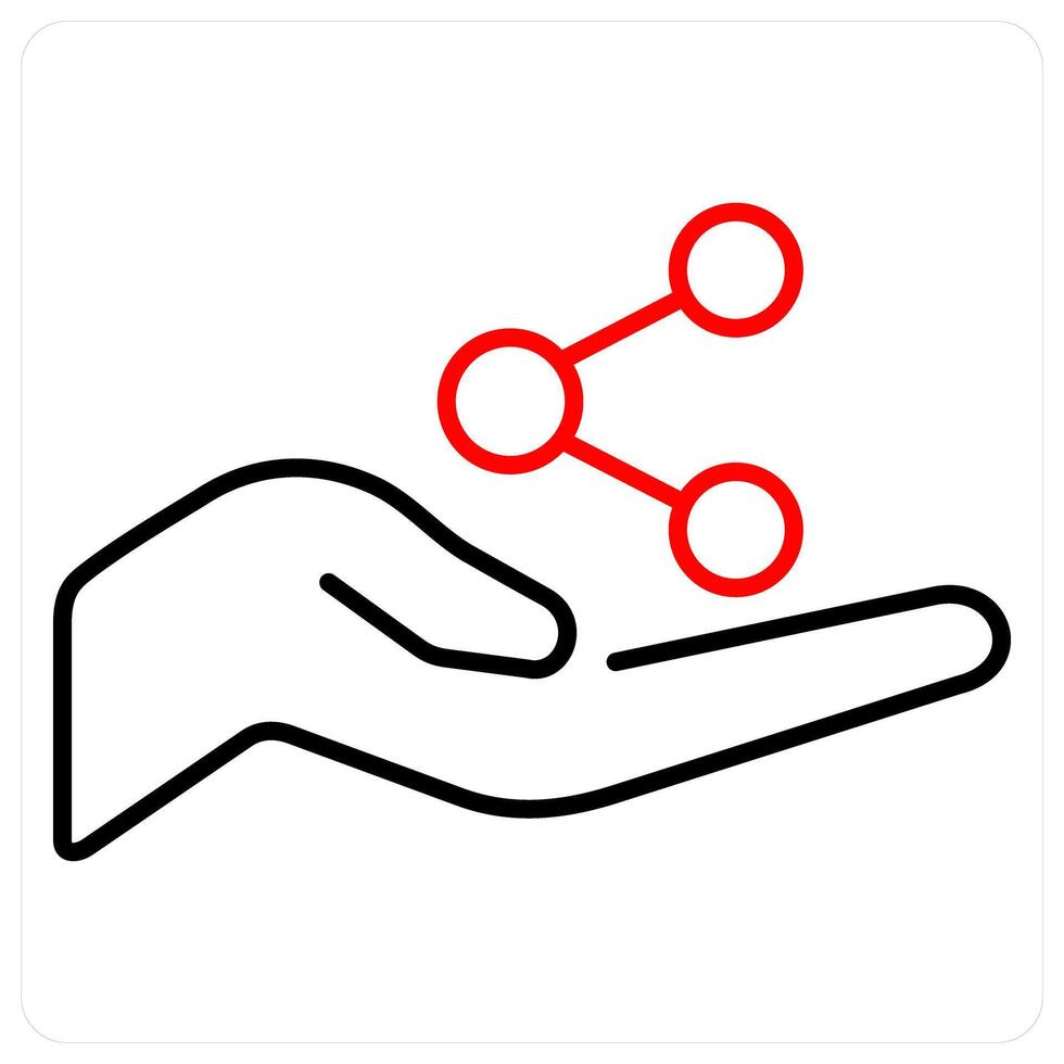 Sharing icon concept in red bold line color vector