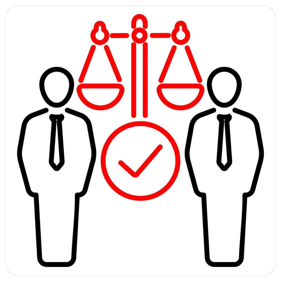 Human Rights icon concept in red bold line color vector