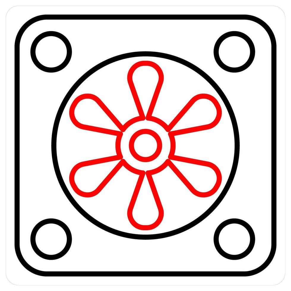 System Fan icon concept in red bold line color vector