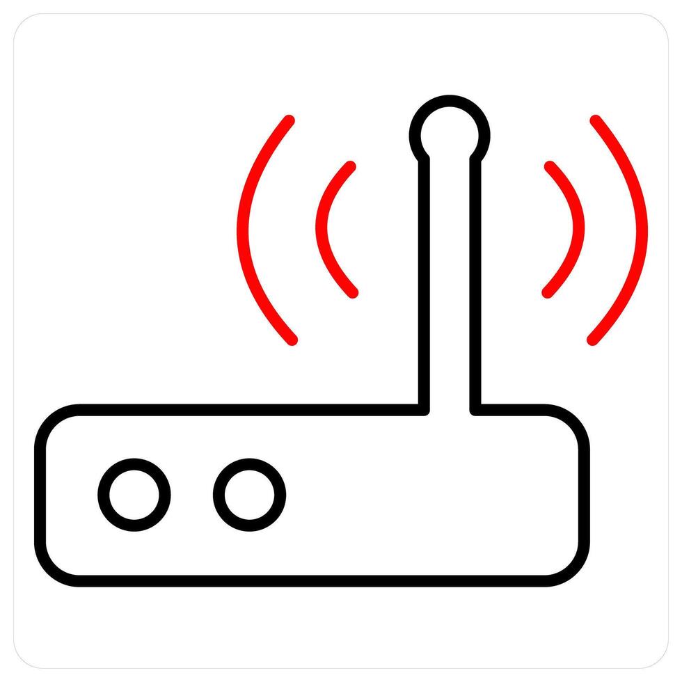 Router icon concept in red bold line color vector