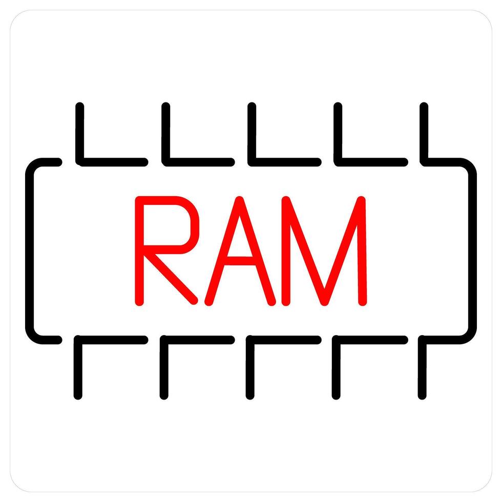RAM icon concept in red bold line color vector