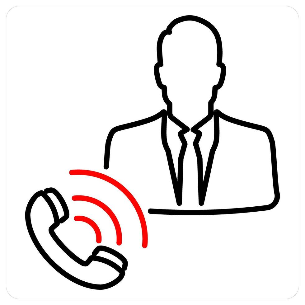 Contact icon concept in red bold line color vector