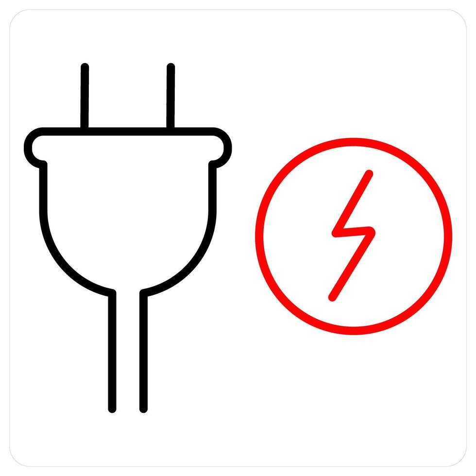 Power Supply icon concept in red bold line color vector