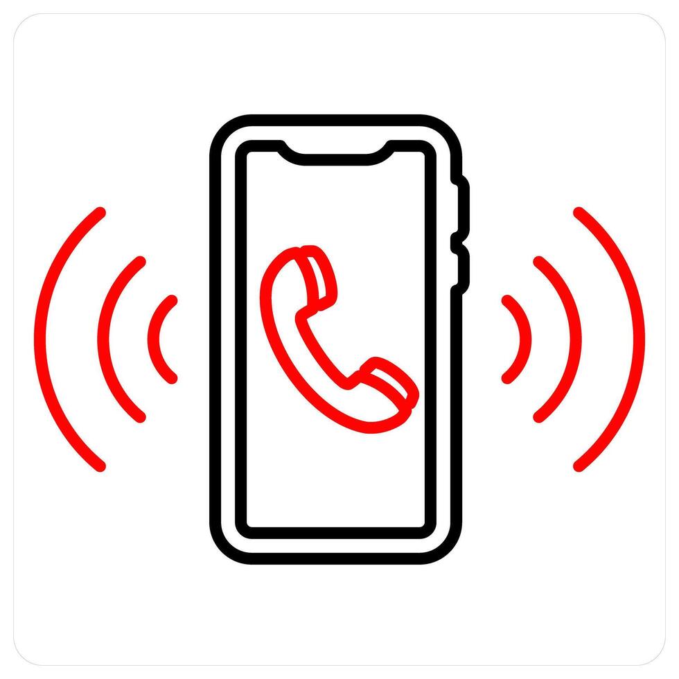 Phone icon concept in red bold line color vector