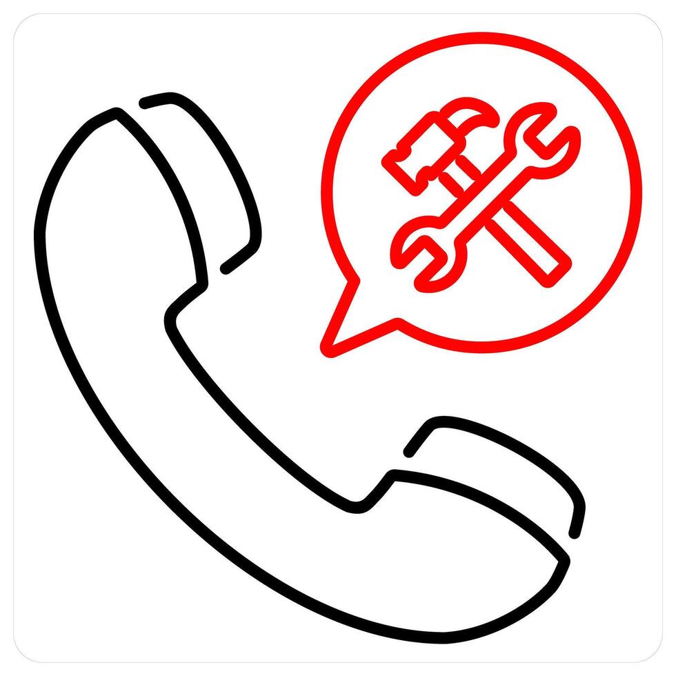 Assistance icon concept in red bold line color vector