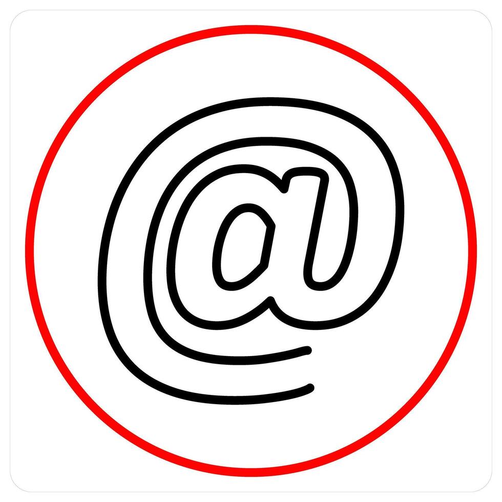 At The Rate icon concept in red bold line color vector
