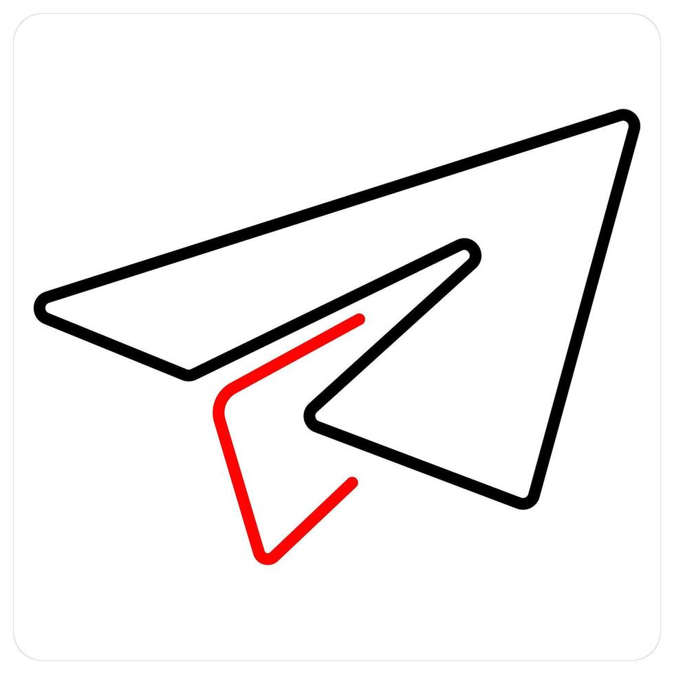 Paper Plane icon concept in red bold line color vector
