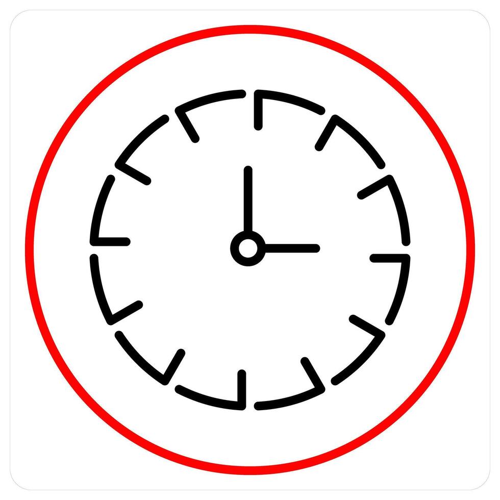 Clock icon concept in red bold line color vector