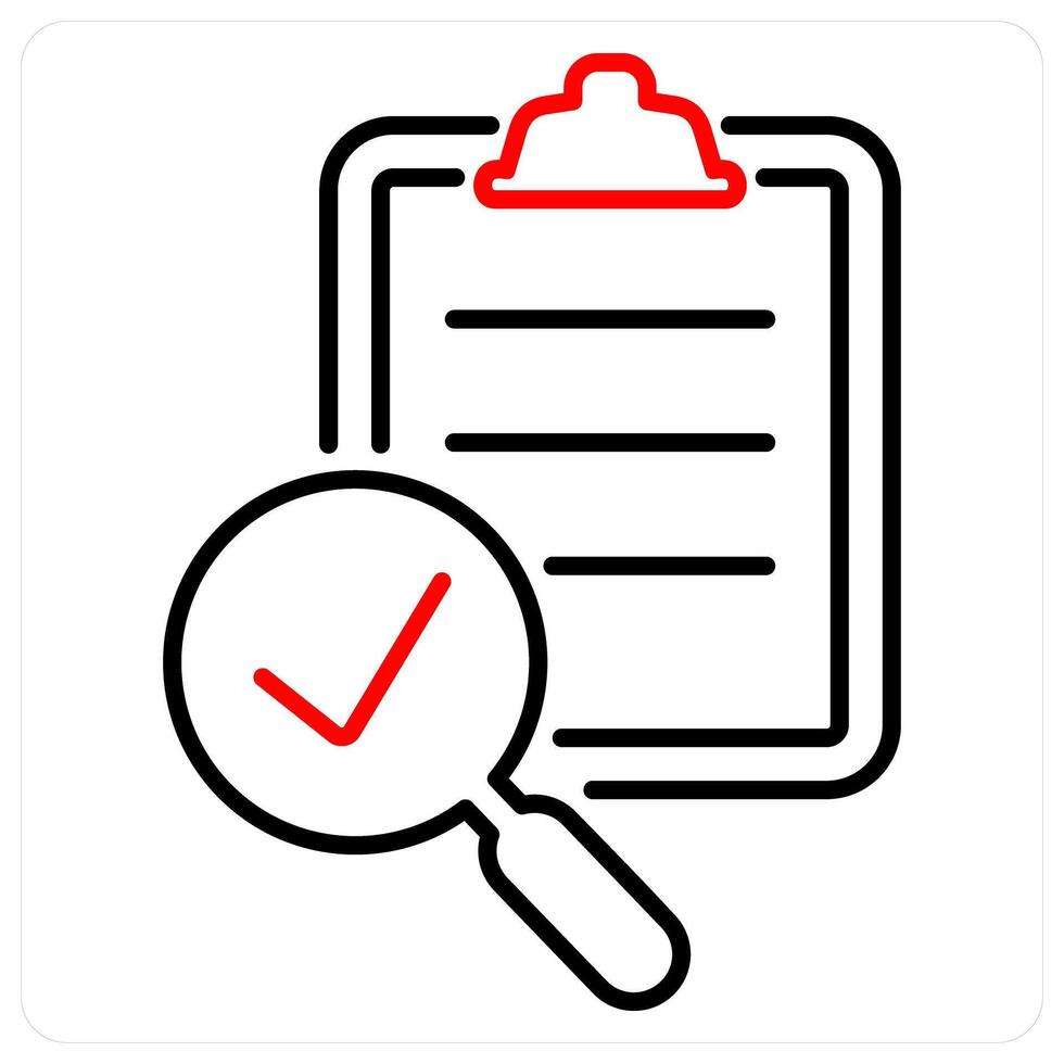 Evaluation icon concept in red bold line color vector