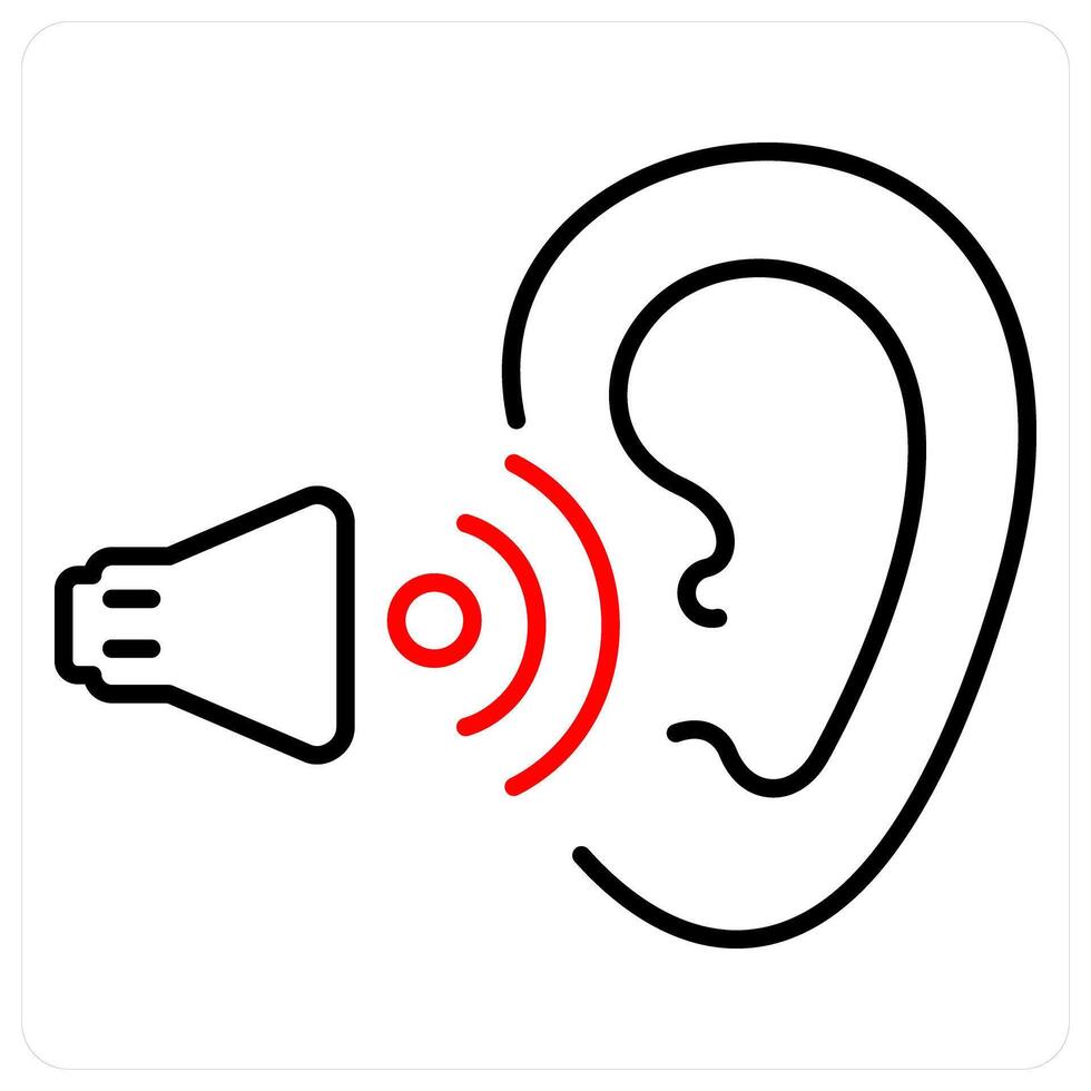 Active Listening icon concept in red bold line color vector