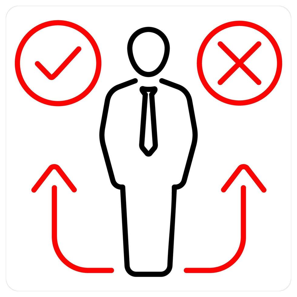 Decision Making icon concept in red bold line color vector