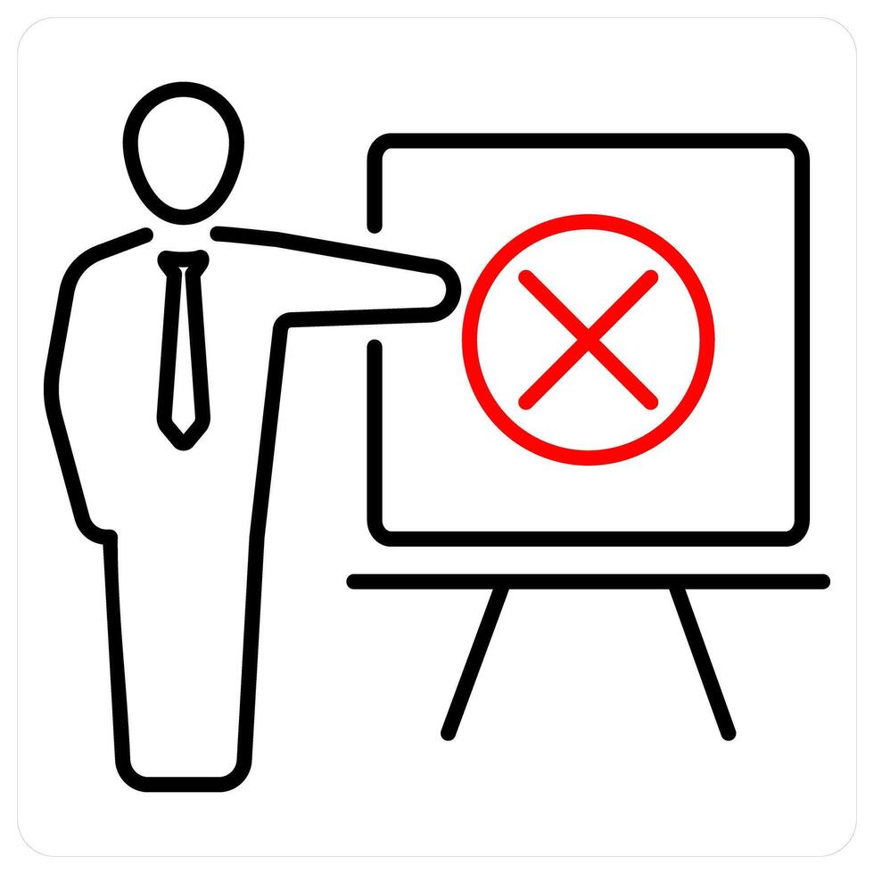 Identifying Errors icon concept in red bold line color vector