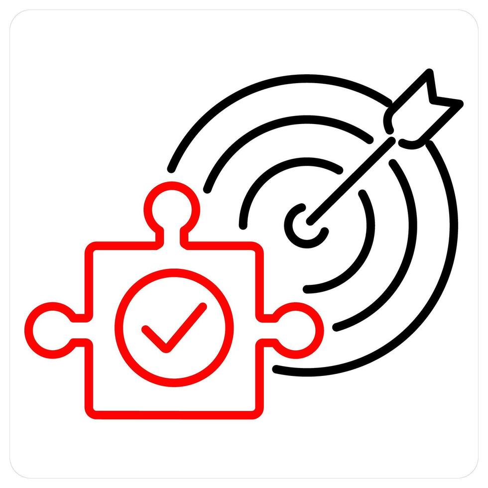 Solution icon concept in red bold line color vector