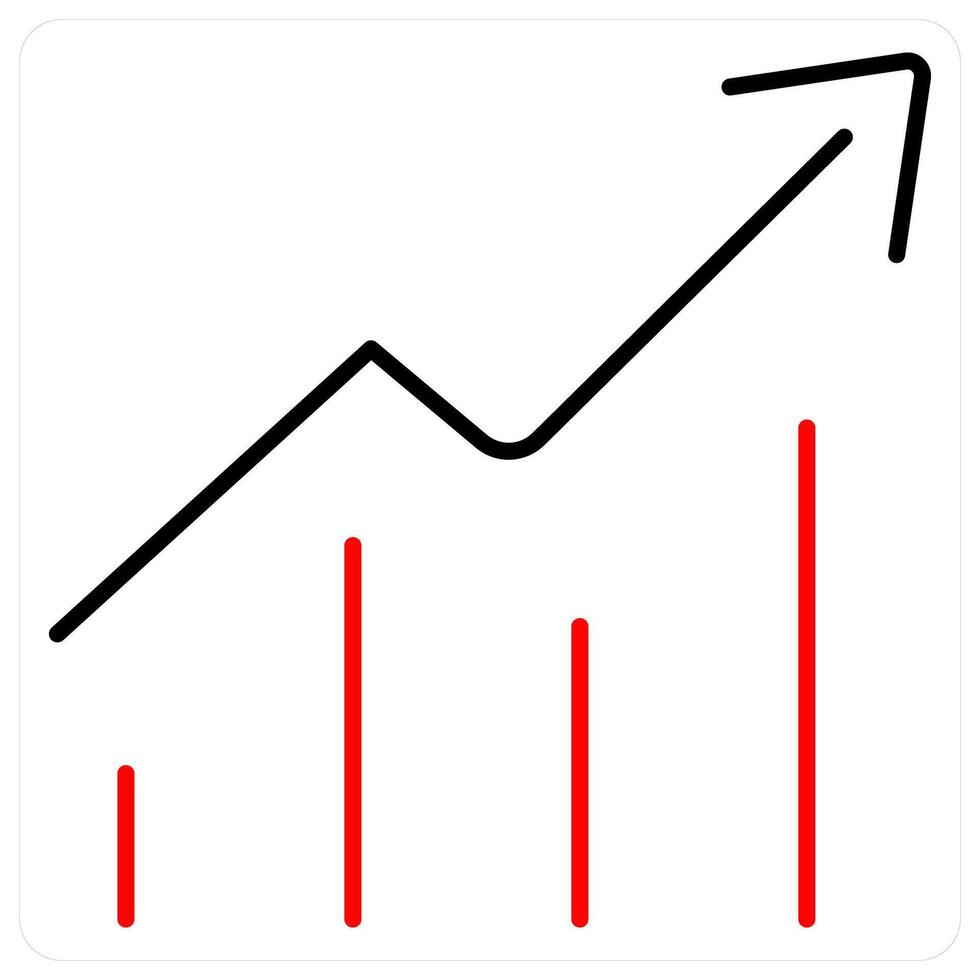 Growth icon concept in red bold line color vector