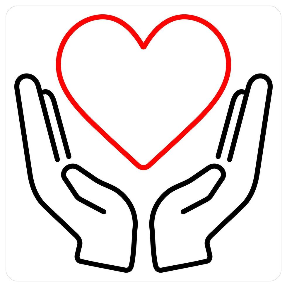 Charity icon in red bold line color vector