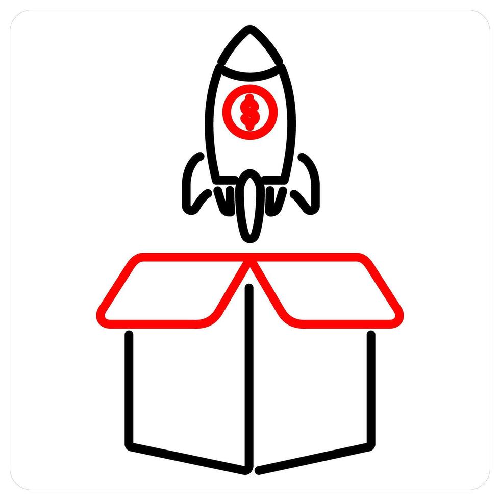 Launch icon concept in red bold line color vector