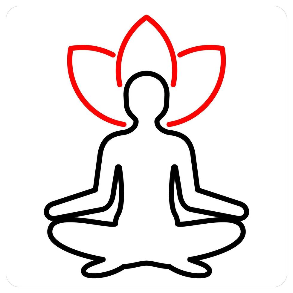 Yoga icon concept in red bold line color vector