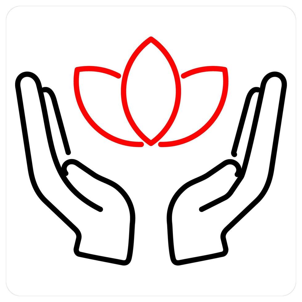 Meditation icon concept in red bold line color vector