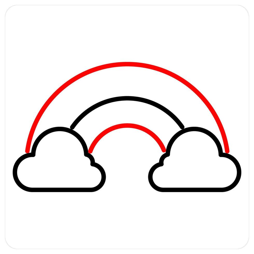 Rainbow icon concept in red bold line color vector