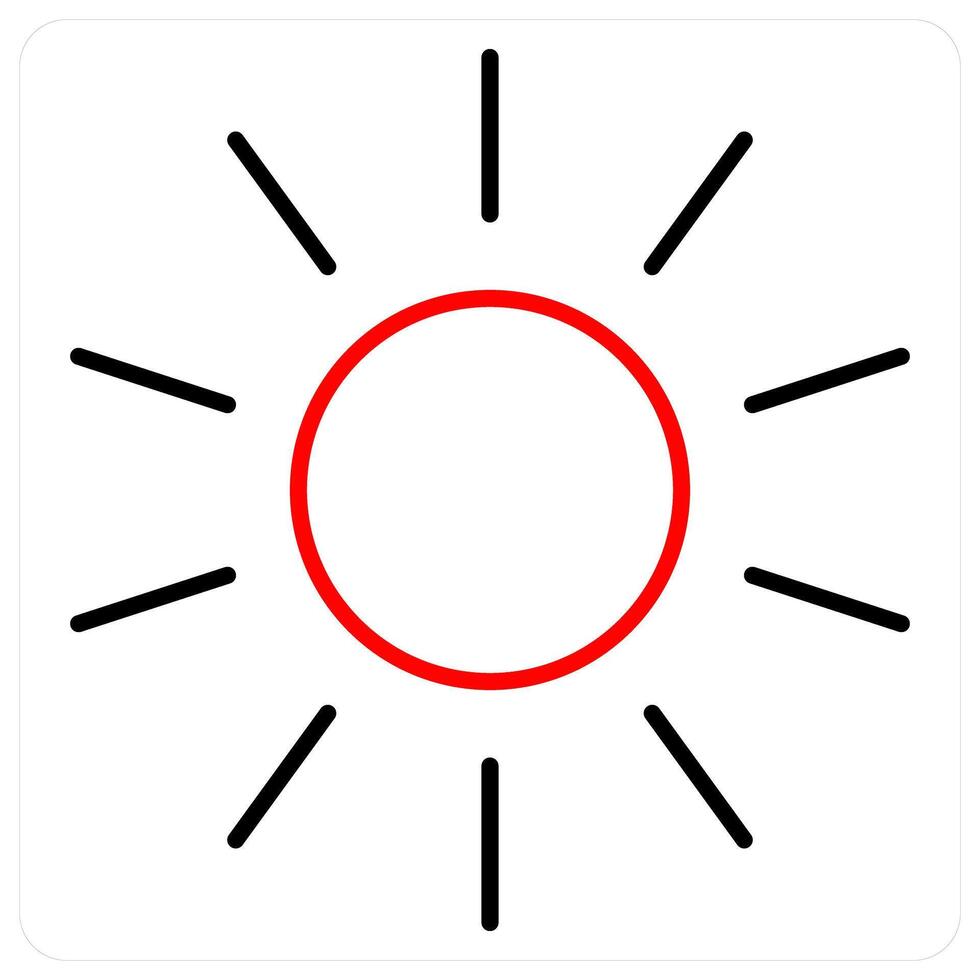 Sun icon in red bold line color vector