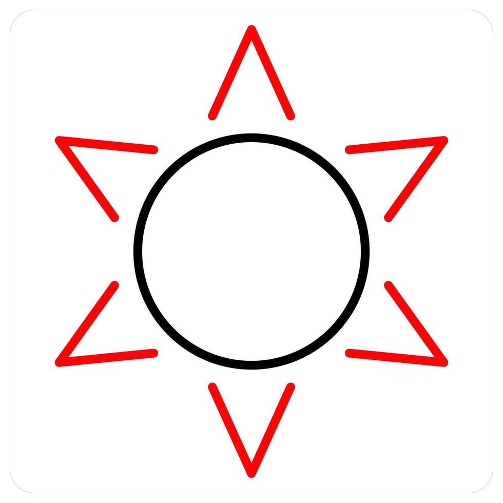 Sun and day icon concept in red bold line color vector