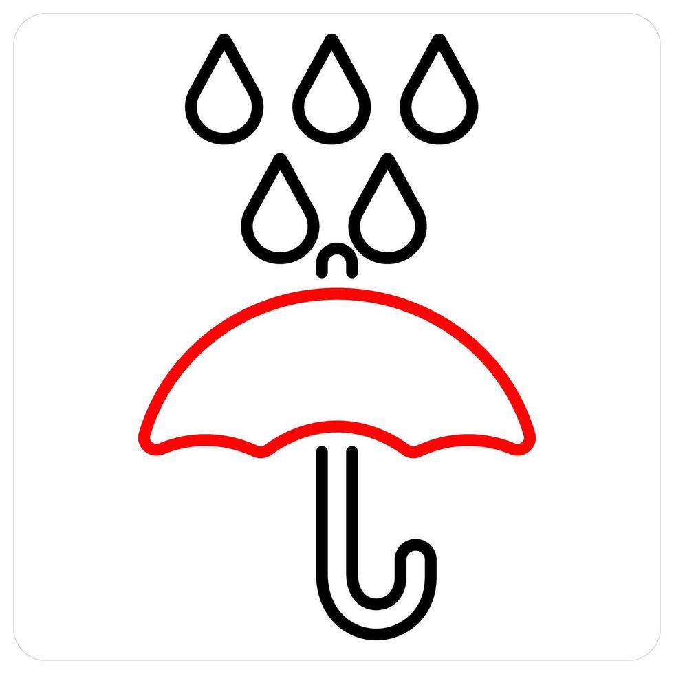 Rainy Day and rain icon concept in red bold line color vector