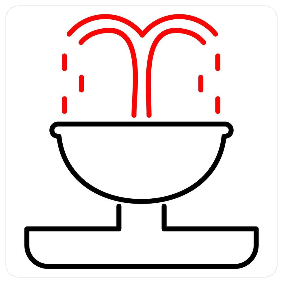Fountain icon concept in red bold line color vector
