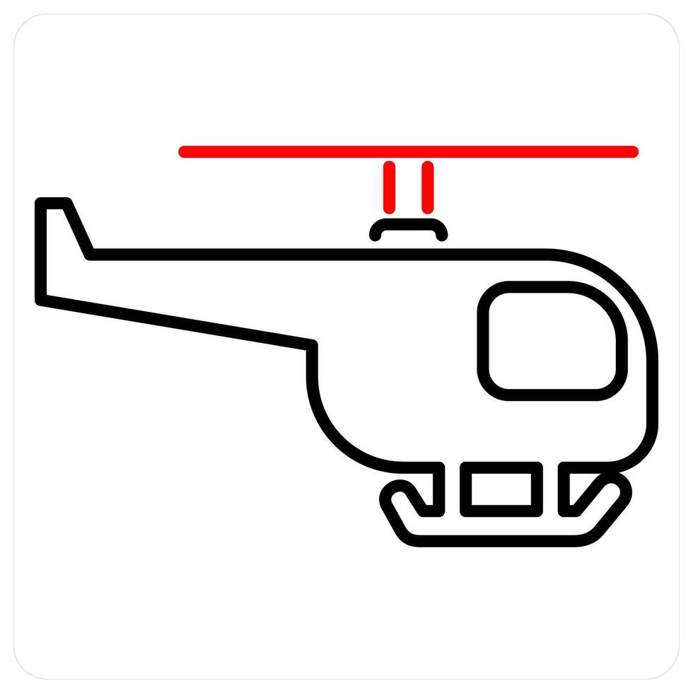 Helicopter icon concept in red bold line color vector