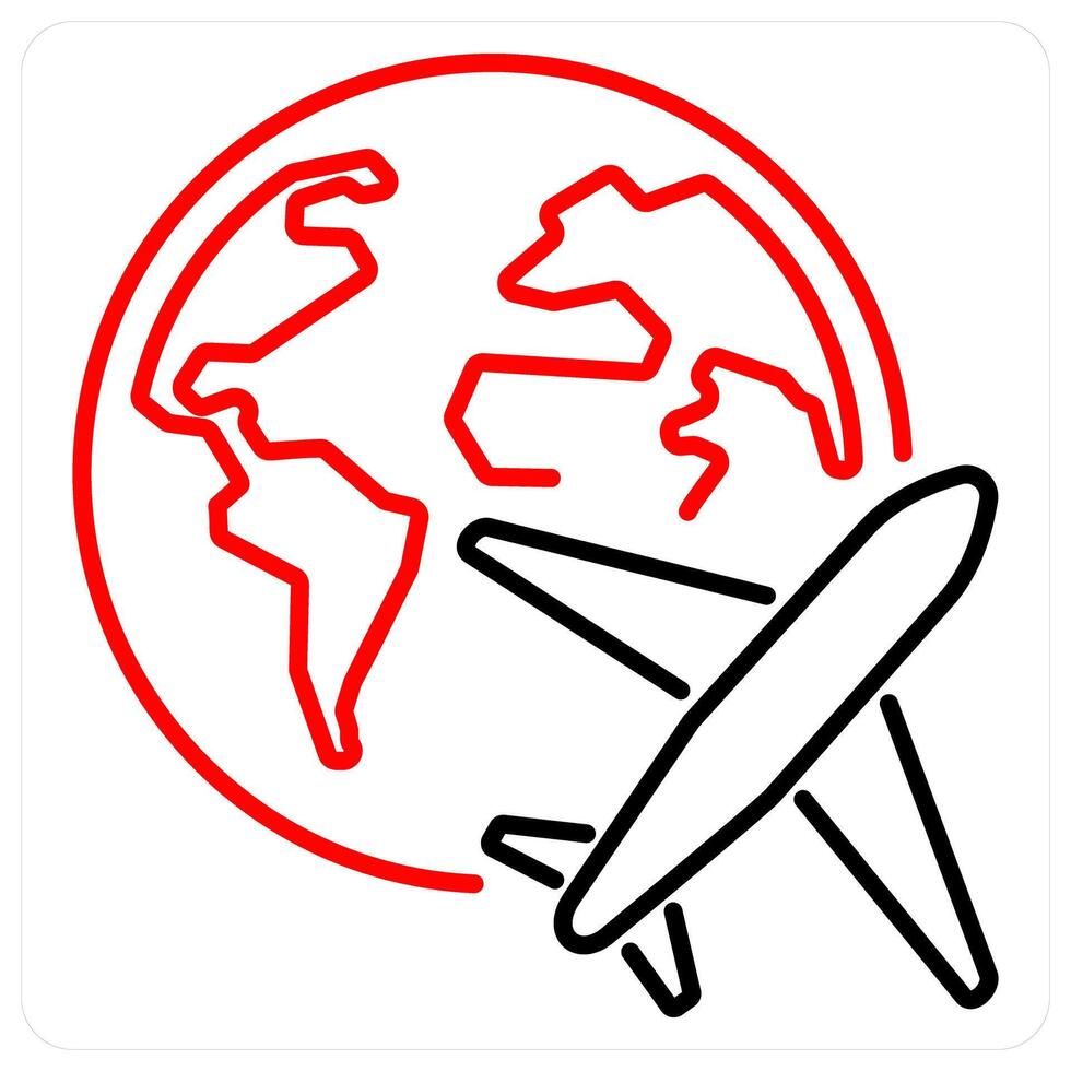 Travel and camping icon concept in red bold line color vector
