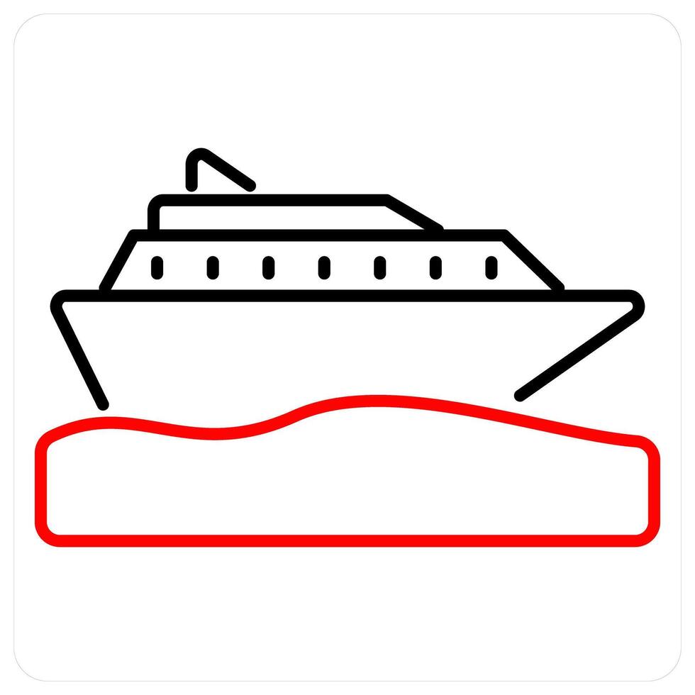 Ship and cruise icon concept in red bold line color vector
