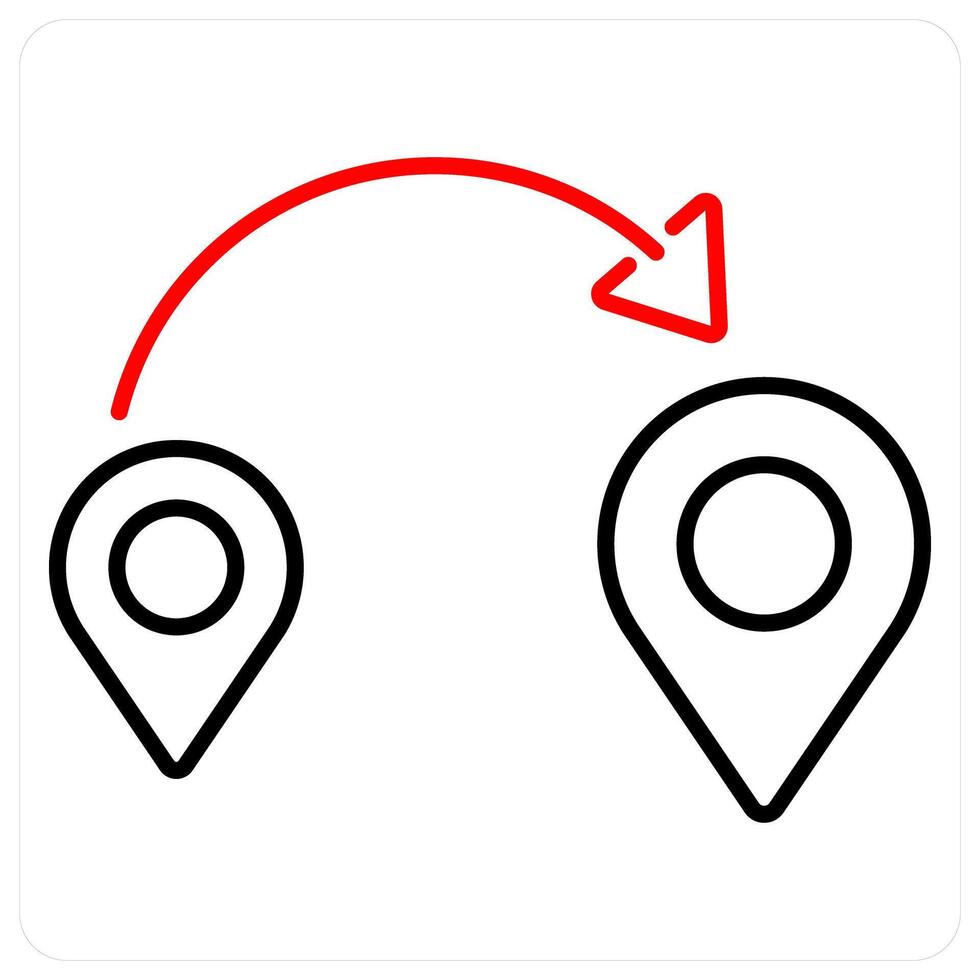 Distance icon concept in red bold line color vector