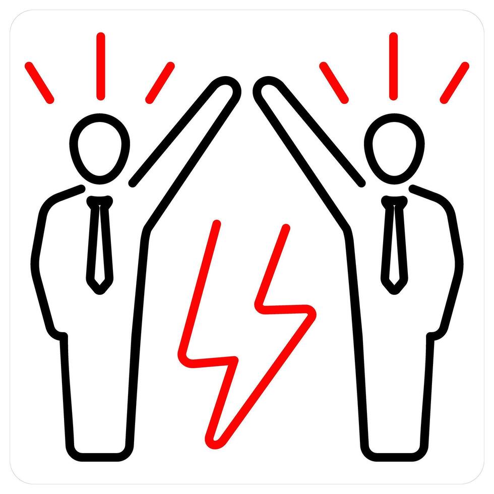Conflict icon concept in red bold line color vector