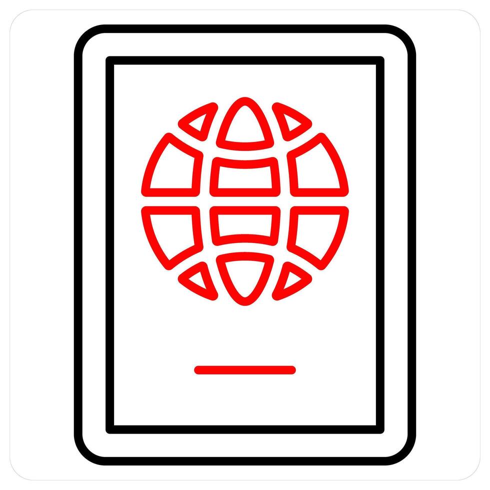 Passport icon concept in red bold line color vector