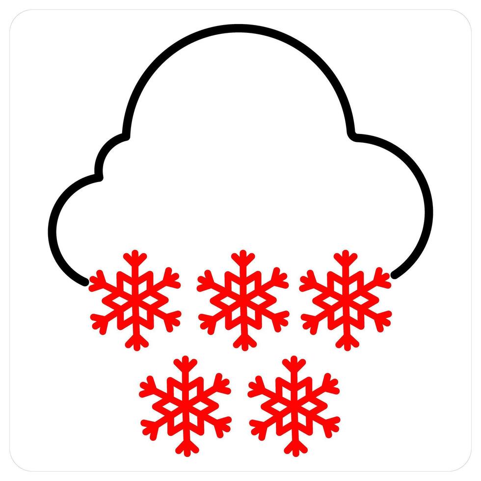 Snowfall icon concept in red bold line color vector