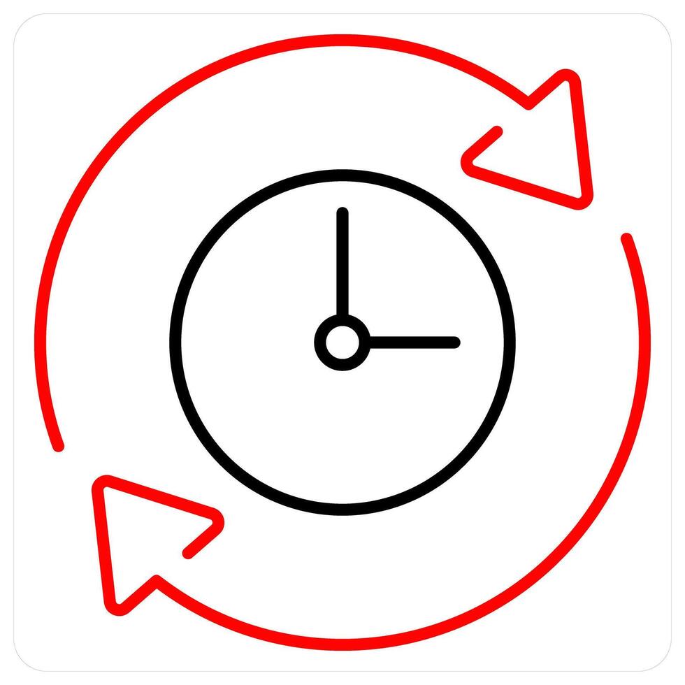 Time icon in red bold line color vector