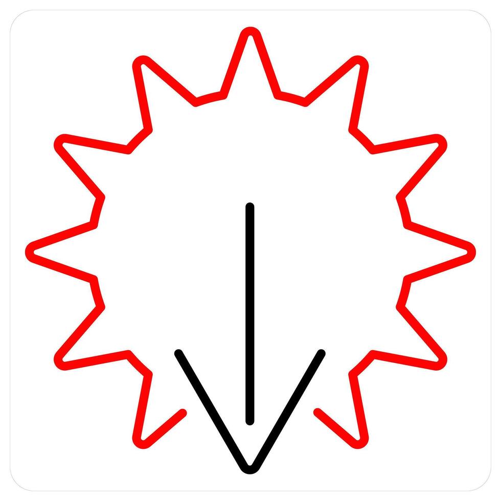 Sunset icon concept in red bold line color vector