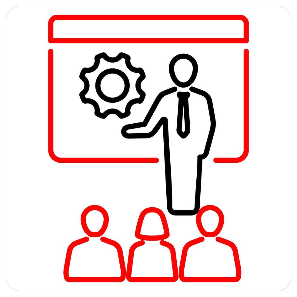 Presentation icon in red bold line color vector
