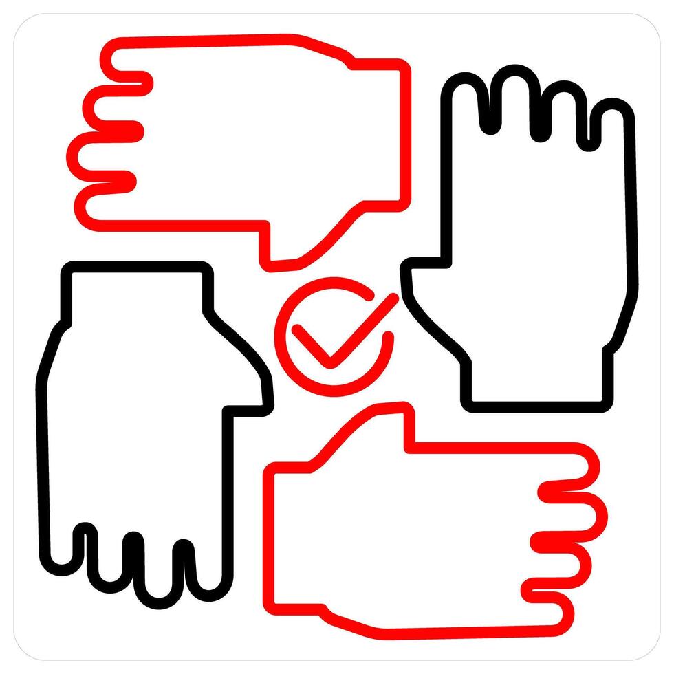 Collaboration icon concept in red bold line color vector