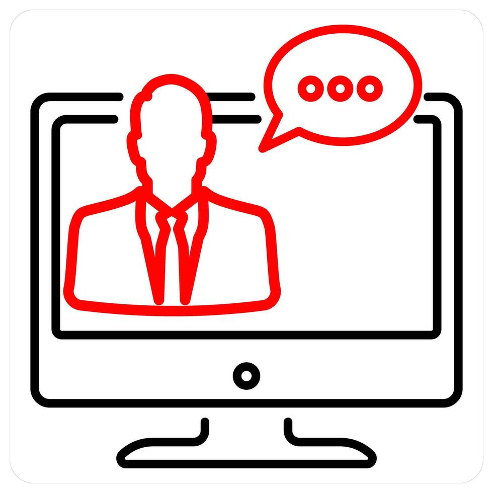 Online conversation icon concept in red bold line color vector