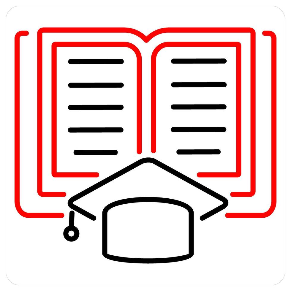 E-learning icon concept in red bold line color vector