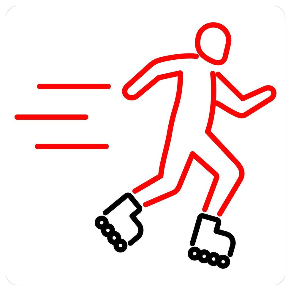 Roller skating icon concept in red bold line color vector